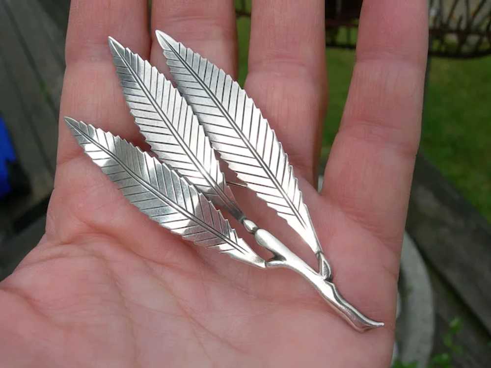 Gertrude Engel - Sterling Silver - Leaf Pin Brooc… - image 2