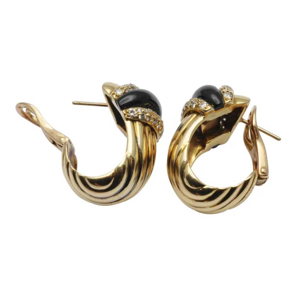 O J Perrin Onyx Diamond Gold Earrings - image 5