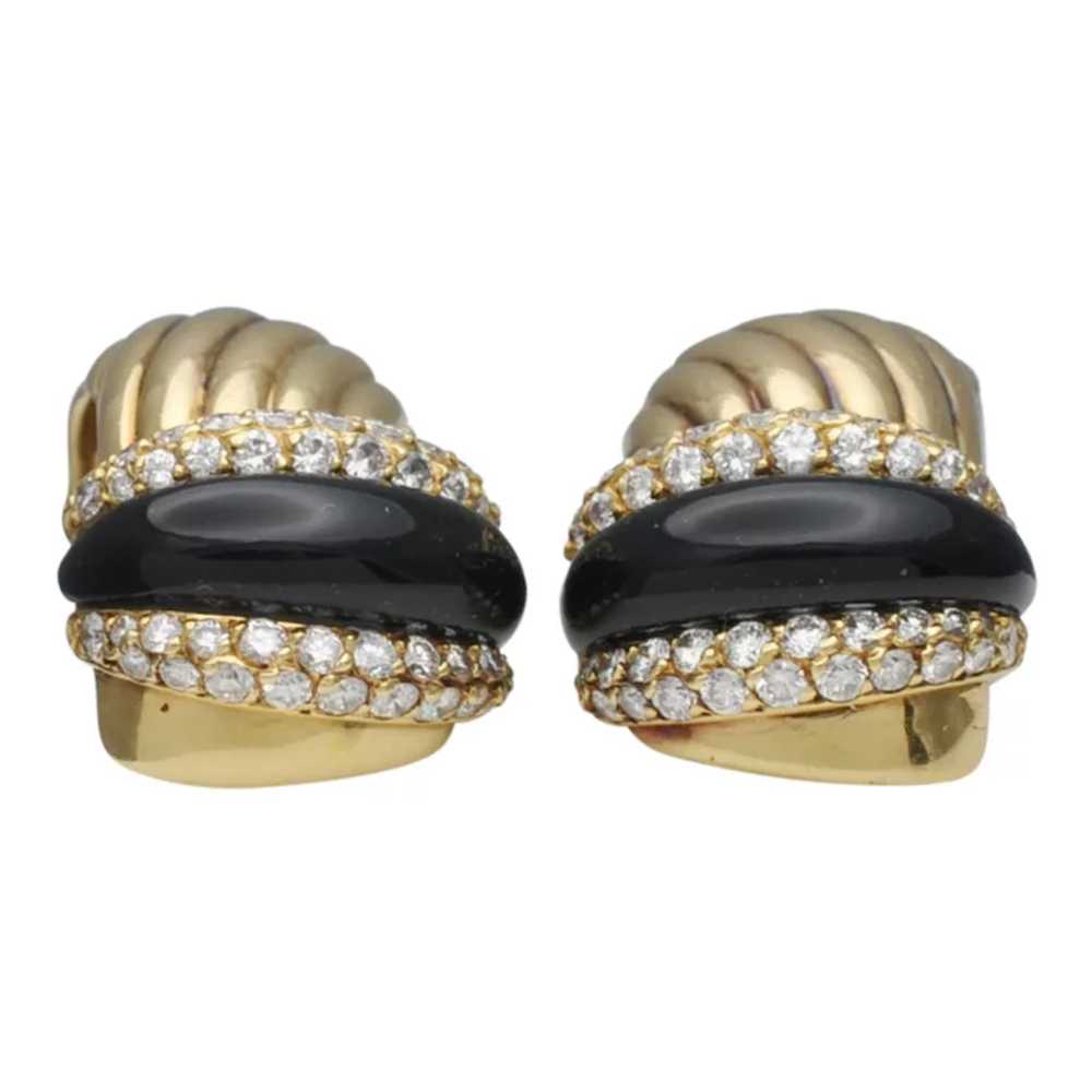 O J Perrin Onyx Diamond Gold Earrings - image 8