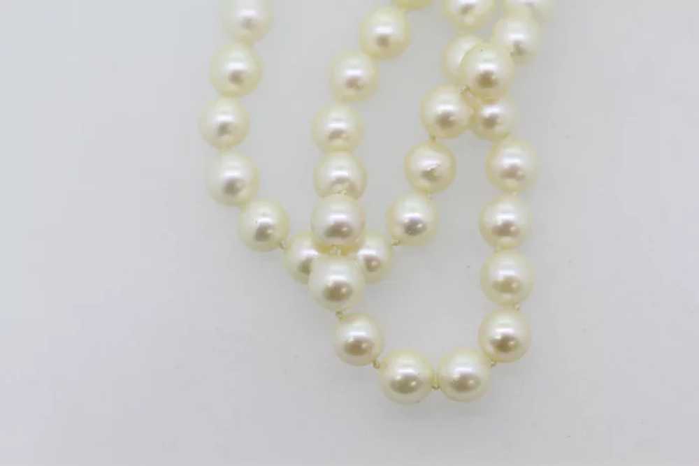 Double Strand Cultured Pearl Necklace with 14k Ye… - image 2