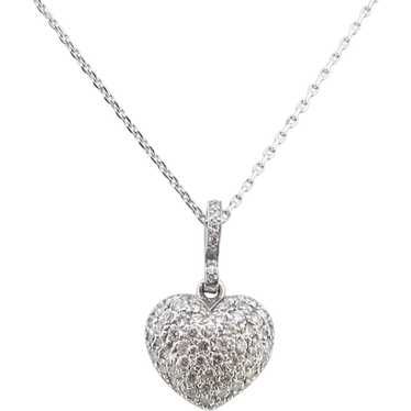 Pave Diamonds Heart Pendant on Chain, 18kt white … - image 1