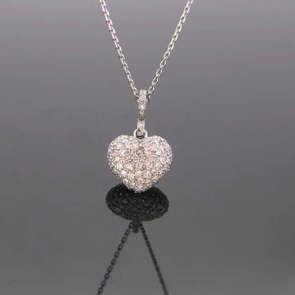 Pave Diamonds Heart Pendant on Chain, 18kt white … - image 2