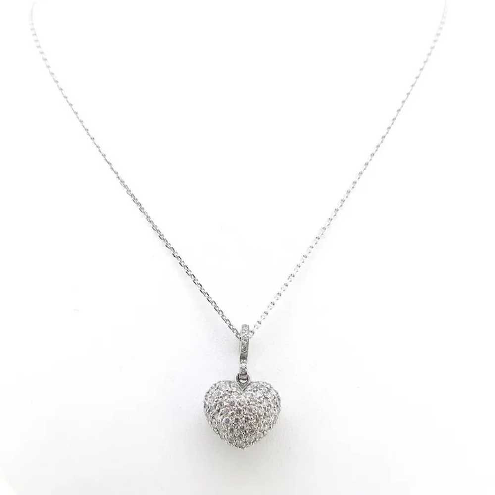 Pave Diamonds Heart Pendant on Chain, 18kt white … - image 3