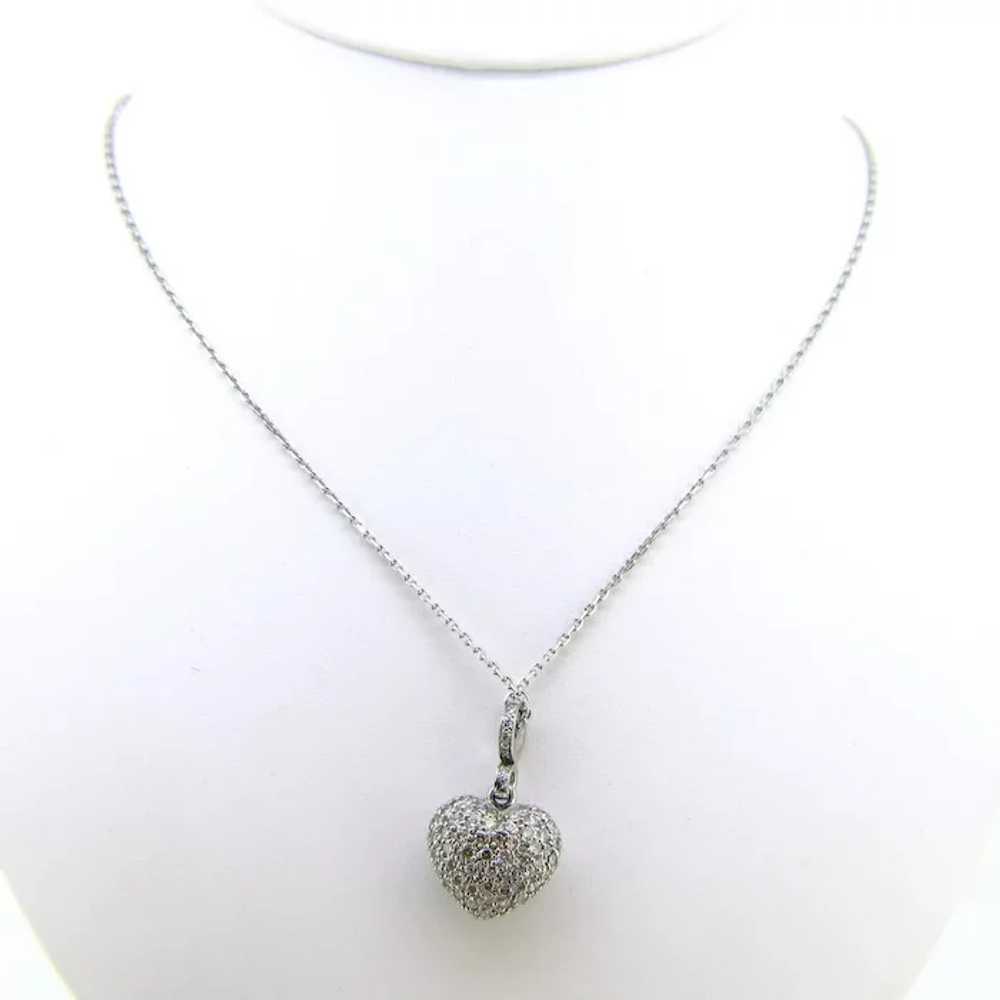 Pave Diamonds Heart Pendant on Chain, 18kt white … - image 4