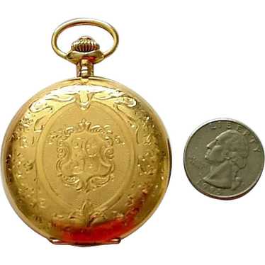 Antique 14K Large Pocket Watch Swiss Hallmark - image 1
