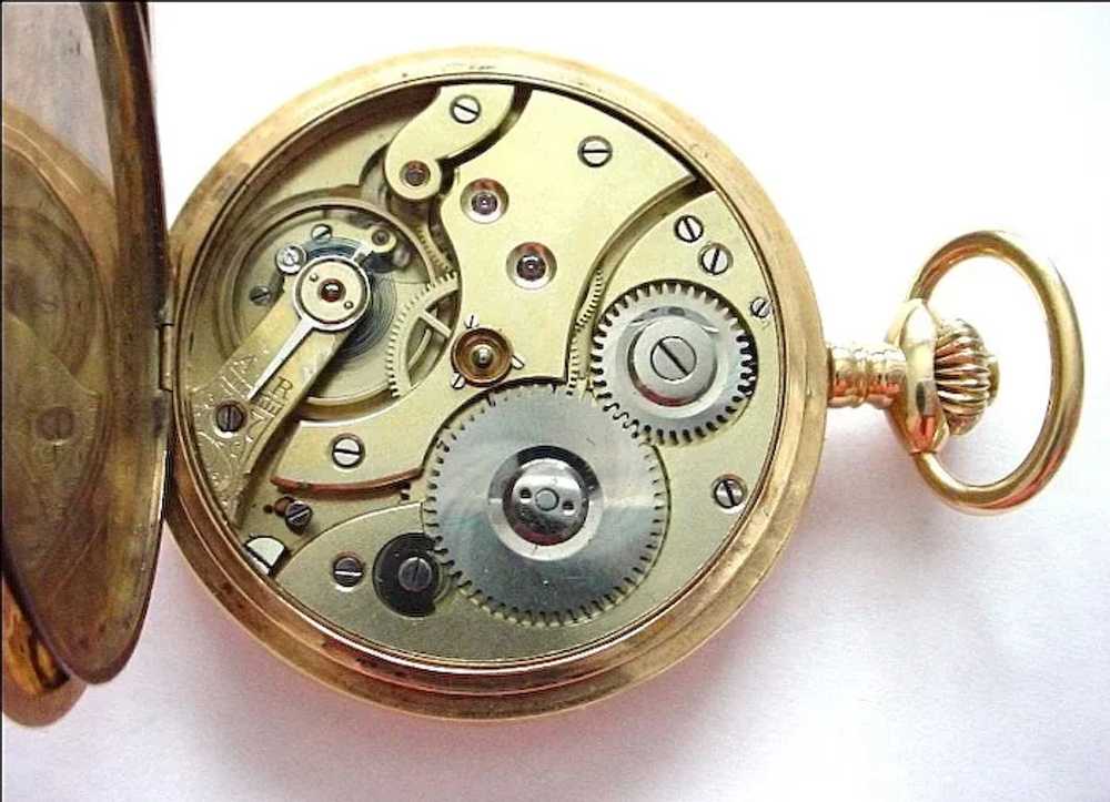 Antique 14K Large Pocket Watch Swiss Hallmark - image 6