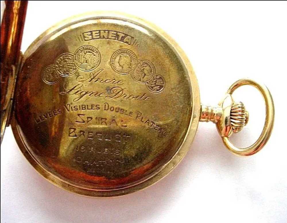 Antique 14K Large Pocket Watch Swiss Hallmark - image 7