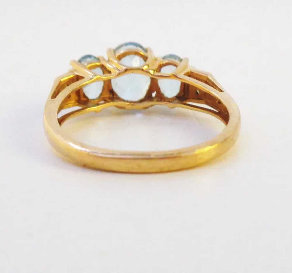 14K Aquamarine and Diamond Classic 3 Stone Ring S… - image 4
