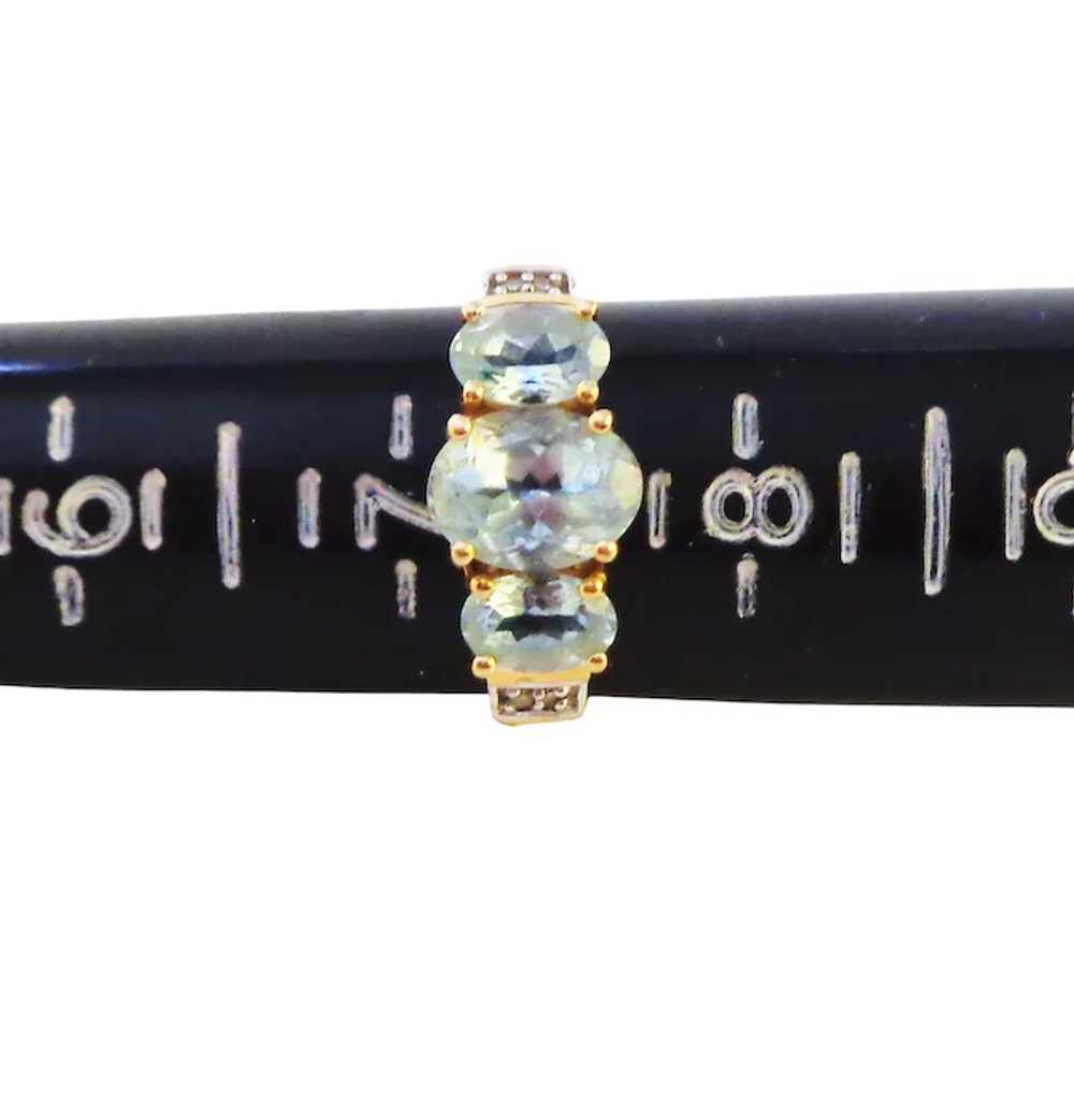 14K Aquamarine and Diamond Classic 3 Stone Ring S… - image 5