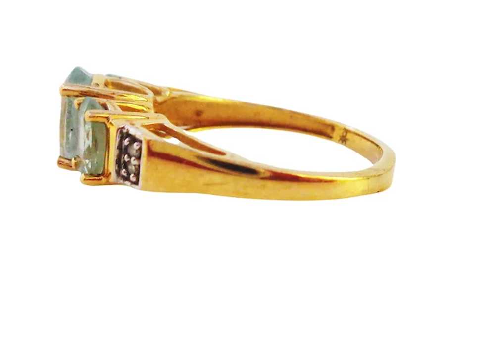 14K Aquamarine and Diamond Classic 3 Stone Ring S… - image 7
