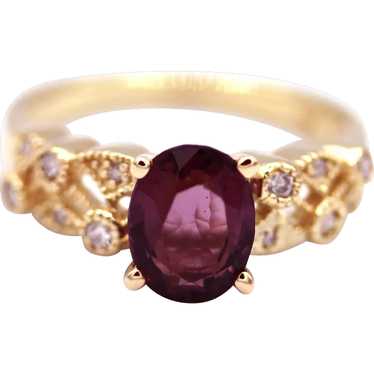 Elegant Natural Ruby and Diamond Ring in 14KT Gold