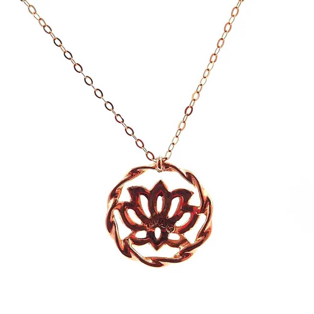 Diamond Lotus Flower Necklace 14KT Rose Gold - image 2