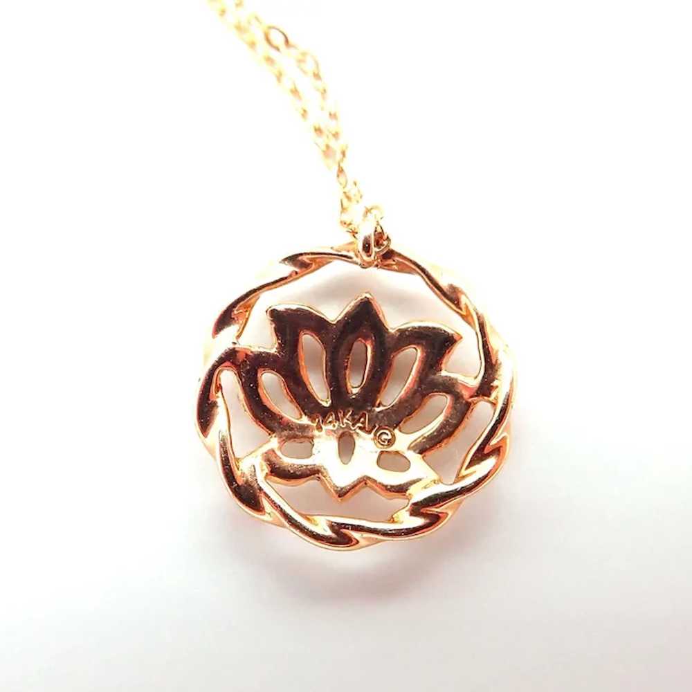 Diamond Lotus Flower Necklace 14KT Rose Gold - image 4