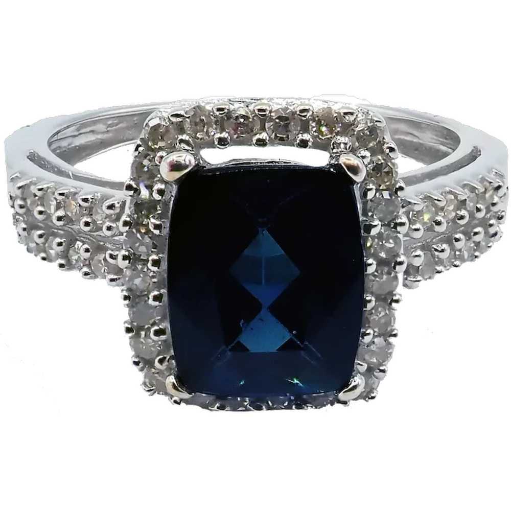 Rare Indicolite Blue Tourmaline and Halo Diamond … - image 1