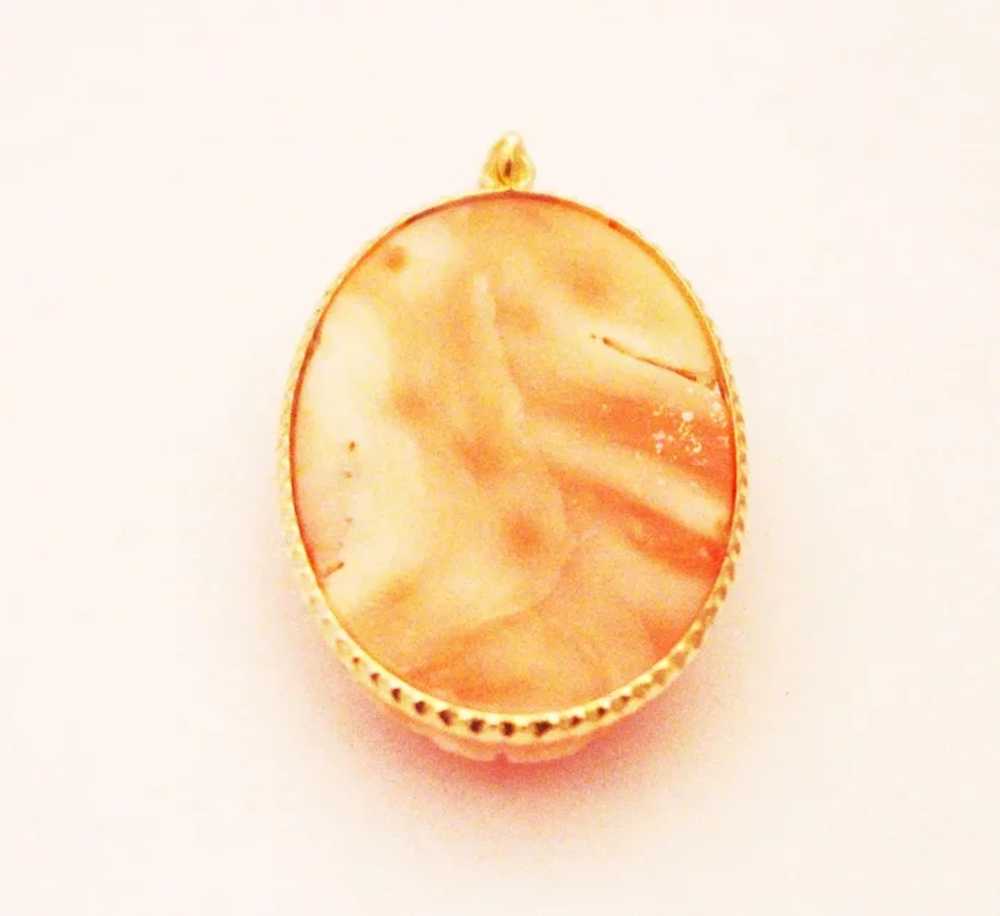 Natural Coral Hand carved Flower 18KT Yellow Gold… - image 3