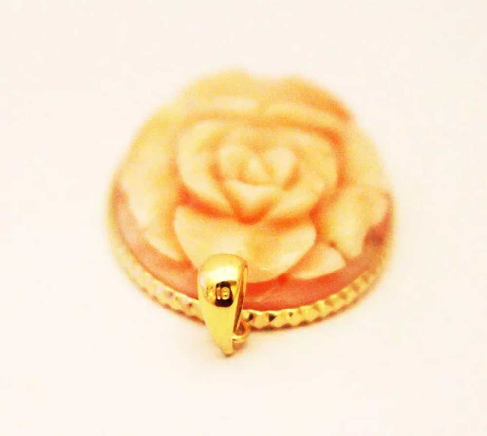 Natural Coral Hand carved Flower 18KT Yellow Gold… - image 4