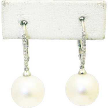 Cultured South Sea Pearls and Diamonds Earrings 14