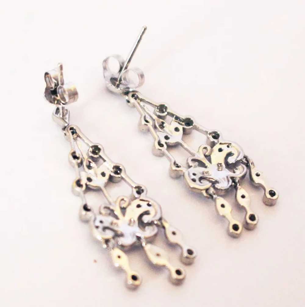 Diamond Chandelier Earrings 14KT White Gold - image 2