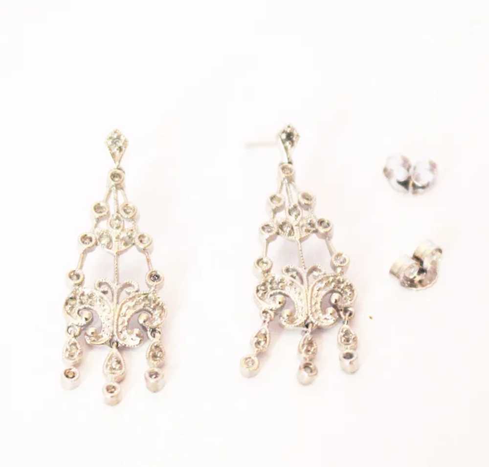 Diamond Chandelier Earrings 14KT White Gold - image 3