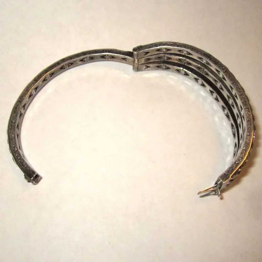 Art Deco Sterling Bracelet, Channel Set Crystal, … - image 6