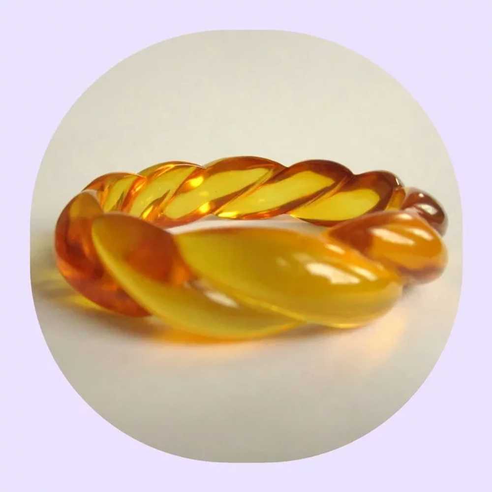 Bakelite Rope Bracelet, Carved Apple Juice - image 2