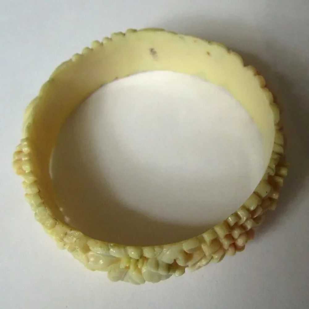 Celluloid Floral Bangle, 30's Painted, Molded Bra… - image 7