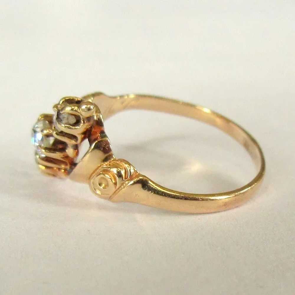Victorian Diamond Ring, 3 Stone, 9K Gold - image 2