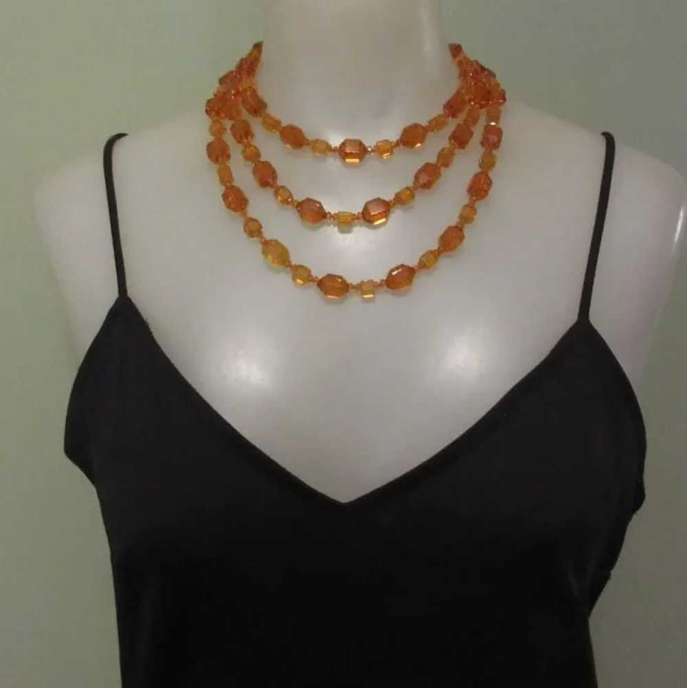 Art Deco Glass Bead Necklace, Flapper Length - image 2