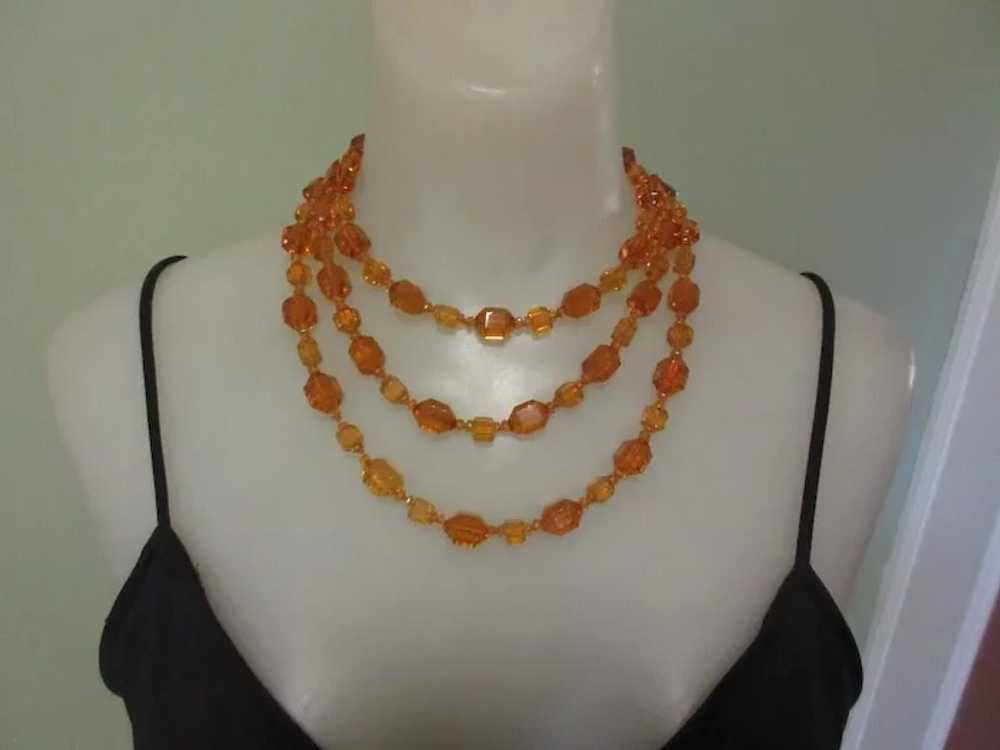 Art Deco Glass Bead Necklace, Flapper Length - image 3