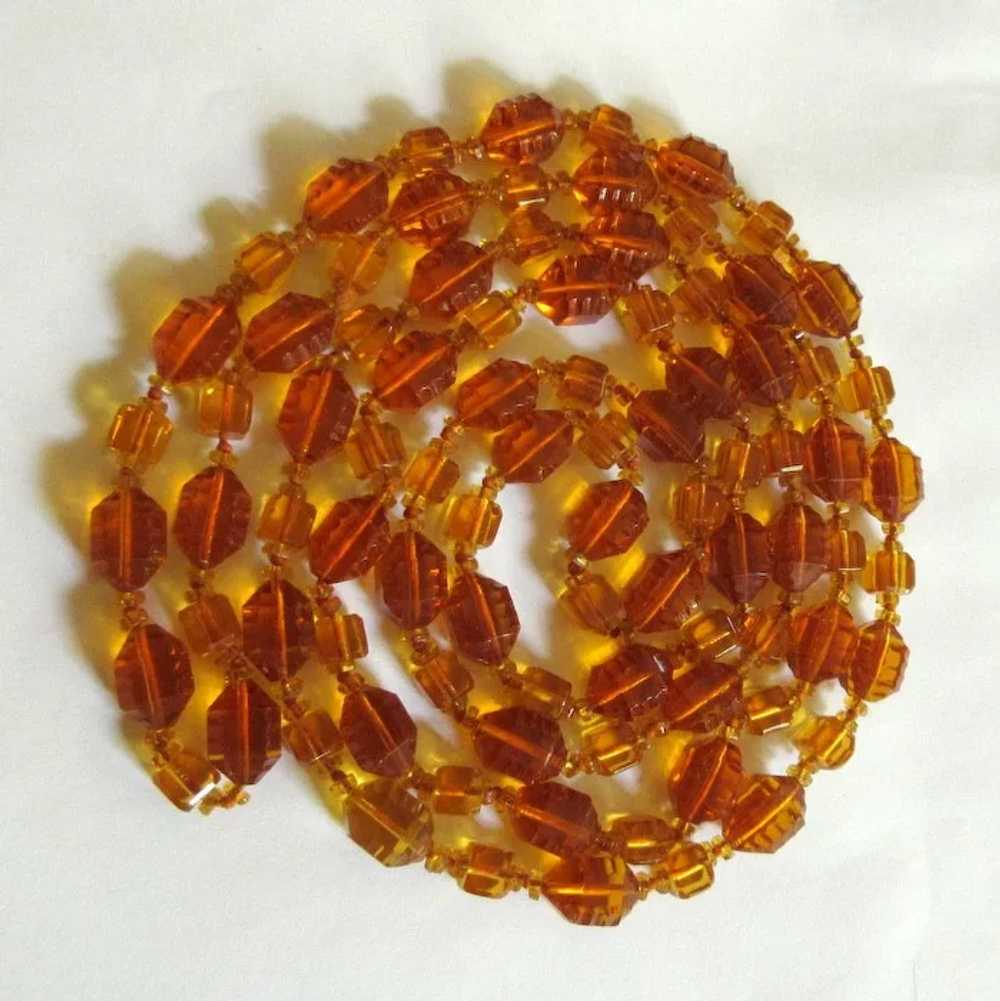 Art Deco Glass Bead Necklace, Flapper Length - image 5