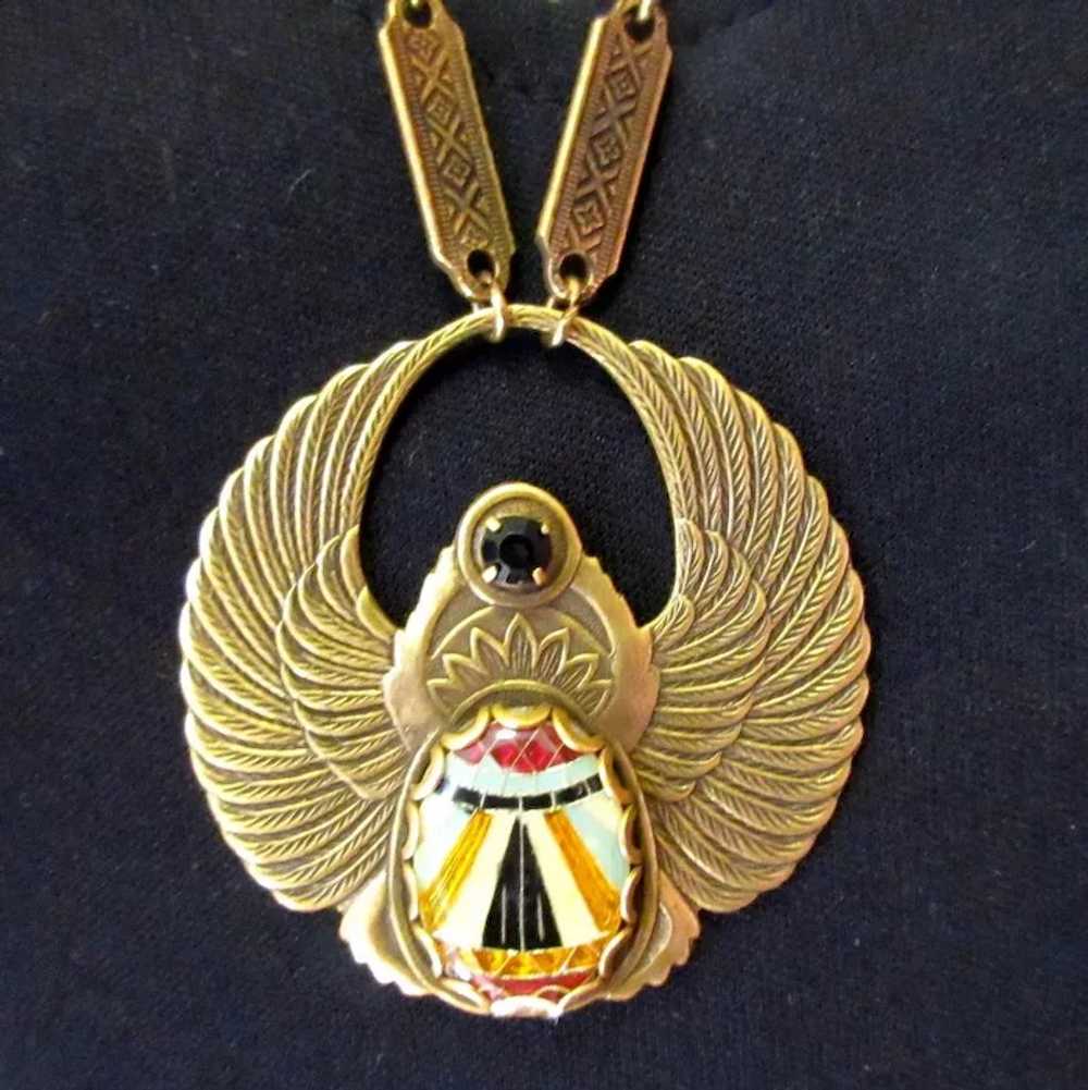 Egyptian Revival Necklace & Earrings, Vintage Art… - image 4