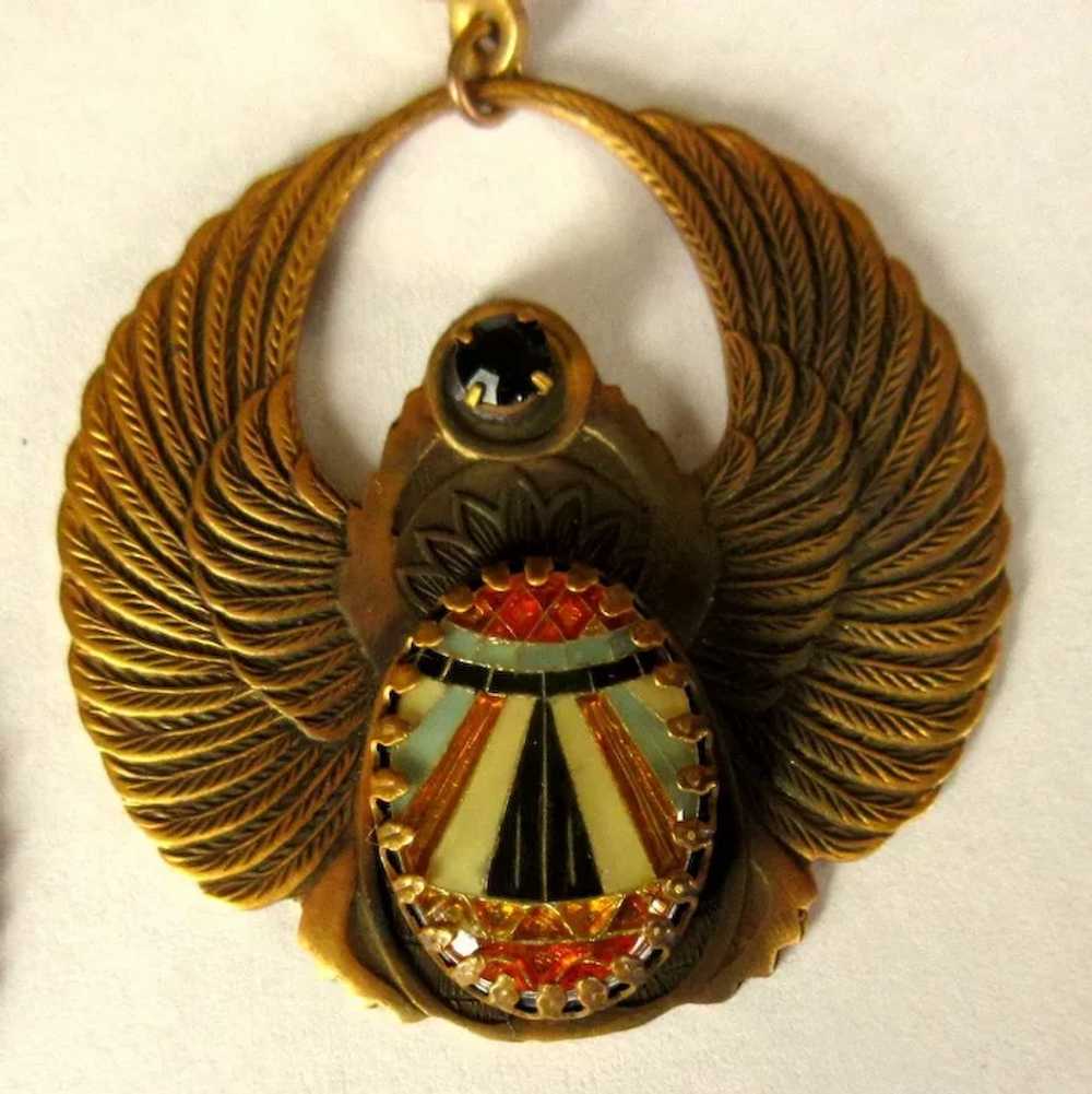 Egyptian Revival Necklace & Earrings, Vintage Art… - image 6