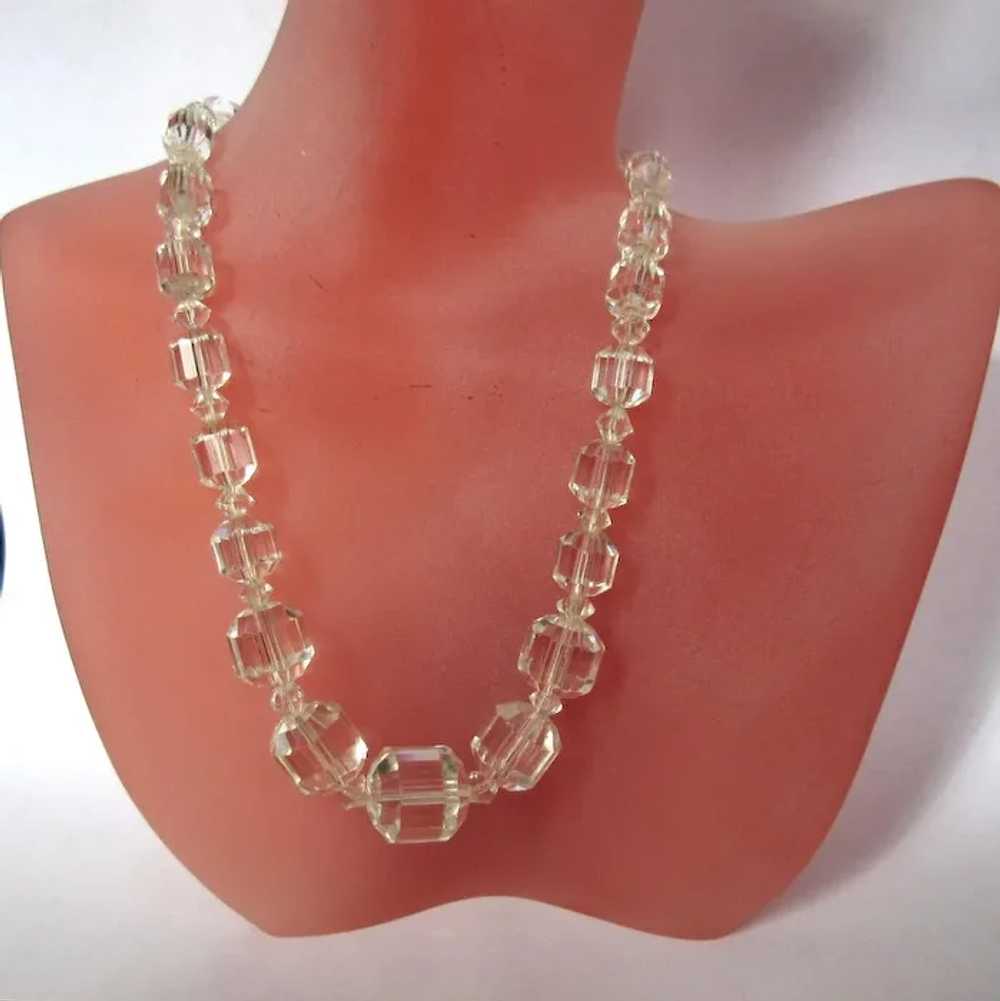 Crystal Necklace, Art Deco, Sterling Clasp - image 3