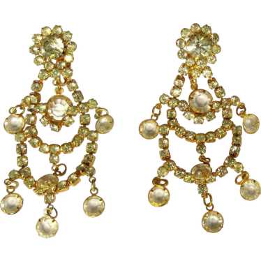 Crystal & Rhinestone Earrings 1980's, Vintage Cha… - image 1