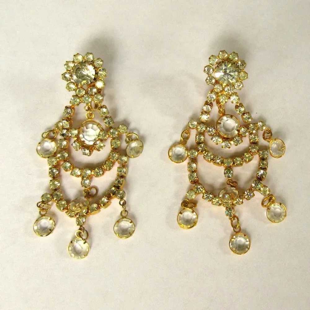 Crystal & Rhinestone Earrings 1980's, Vintage Cha… - image 4