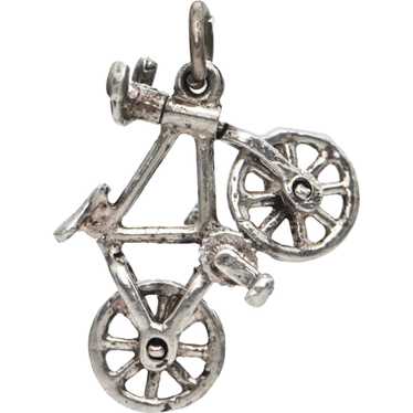 Vintage Sterling Silver Mechanical Bike Charm - image 1