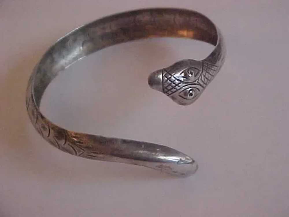 Vintage Sterling Silver Snake Arm Band  or Cuff B… - image 2