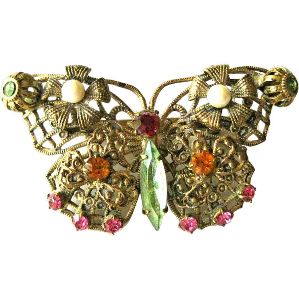 Vintage Butterfly Pin / Butterfly Brooch / Czech … - image 1