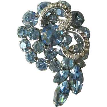 Blue Rhinestone Weiss Pin /  Vintage Costume Jewe… - image 1