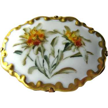 Rosenthal Germany Hand Painted Porcelain Pin - Gol