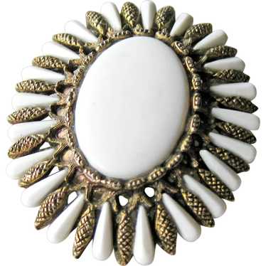 Vintage Har Brooch - Har White and Brass Pin - Col