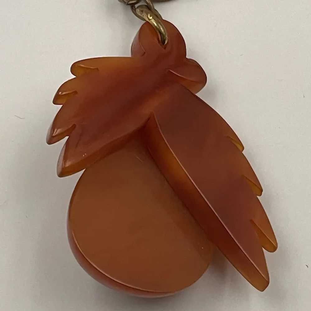 Rare Carved Moonglow Bakelite Pendant Necklace - image 4