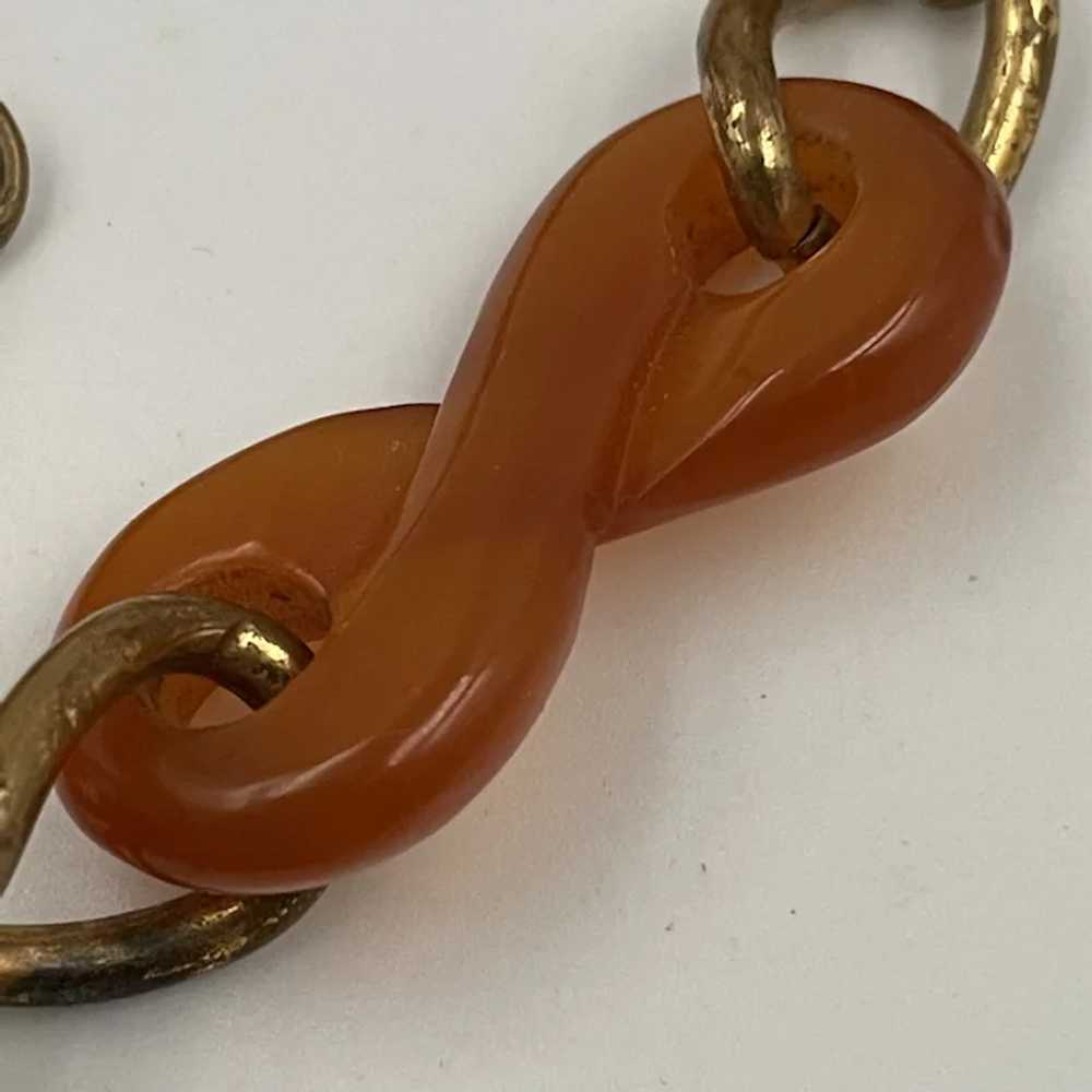 Rare Carved Moonglow Bakelite Pendant Necklace - image 6