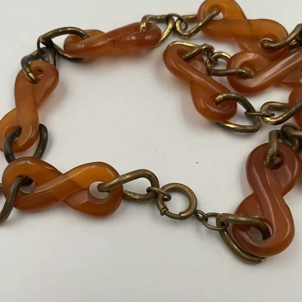 Rare Carved Moonglow Bakelite Pendant Necklace - image 7