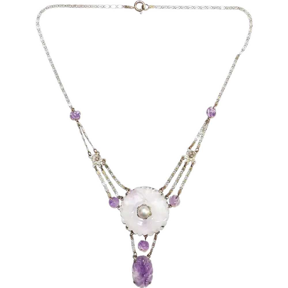 Belle Époque Lavender Jade Festooning Necklace - image 1