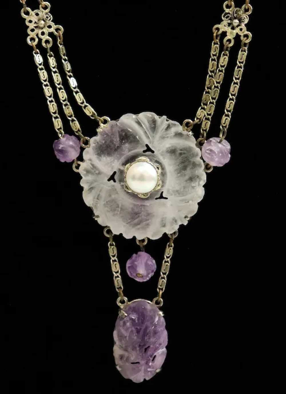 Belle Époque Lavender Jade Festooning Necklace - image 2