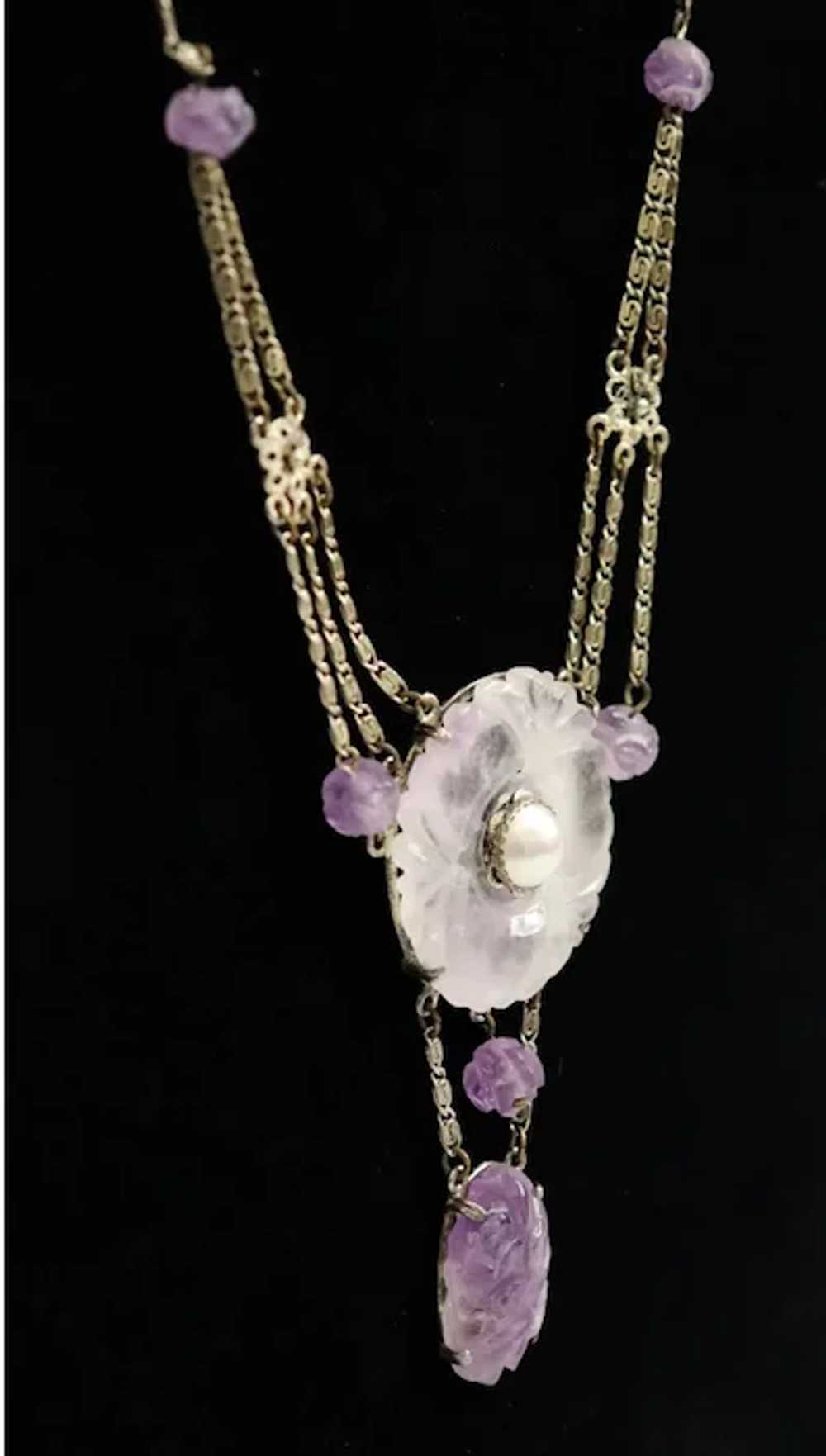 Belle Époque Lavender Jade Festooning Necklace - image 3