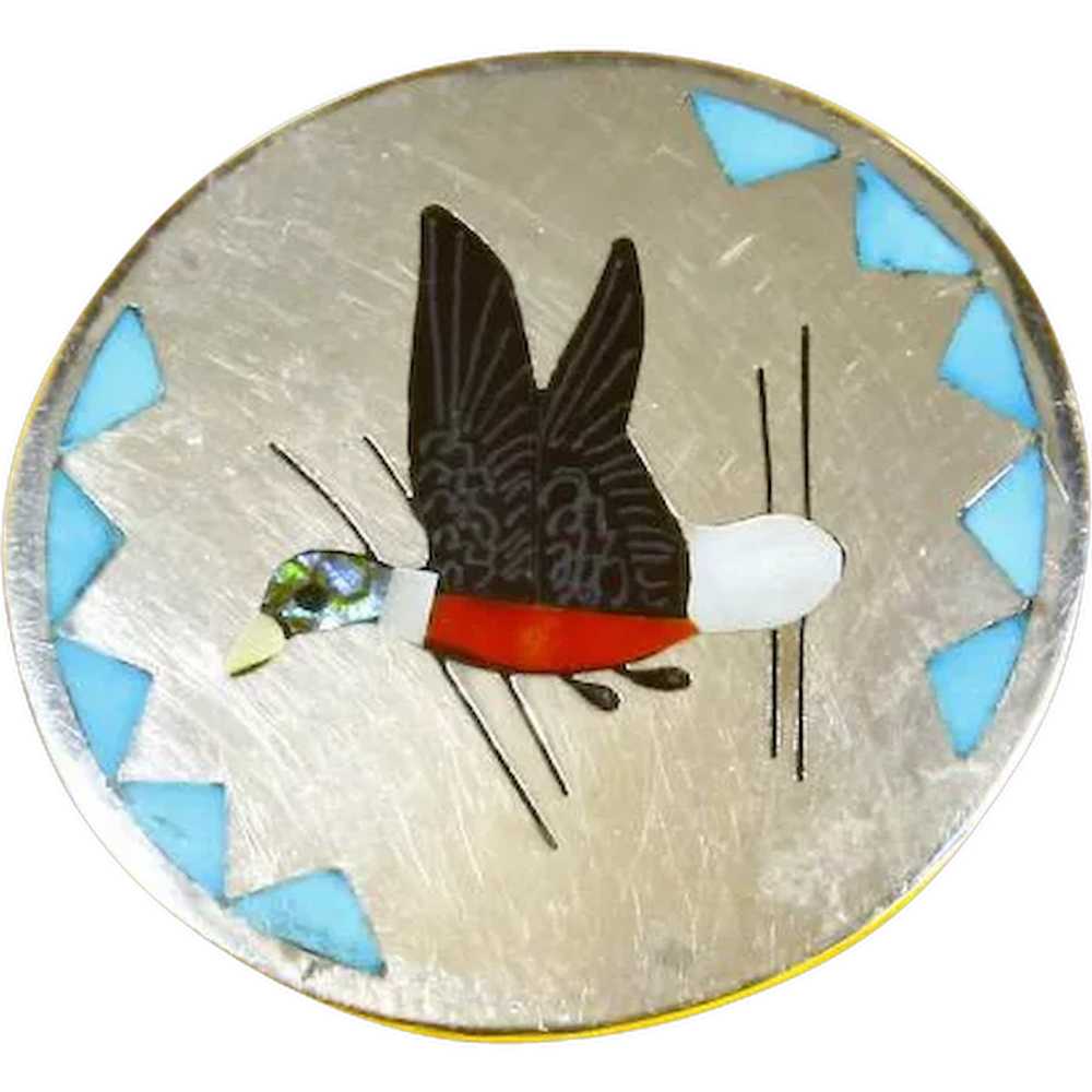 Vintage Zuni Native American Dennis Edaakie Inlay… - image 1