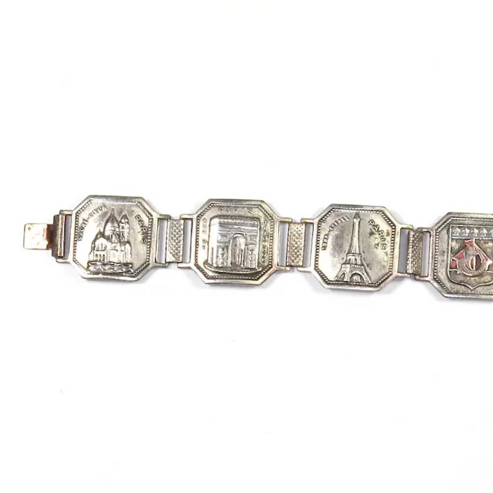 Paris Souvenir Silver Tone Panel Bracelet – late … - image 2