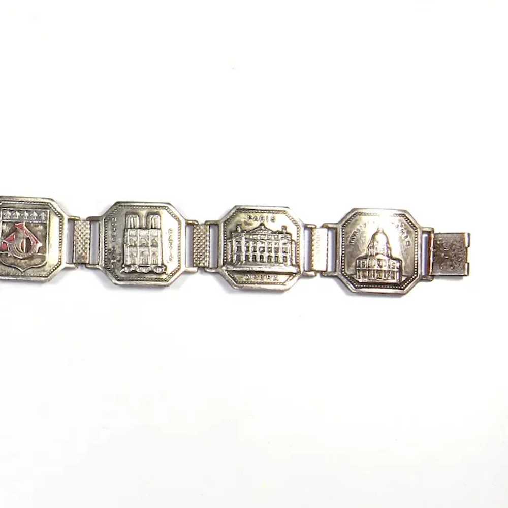 Paris Souvenir Silver Tone Panel Bracelet – late … - image 3